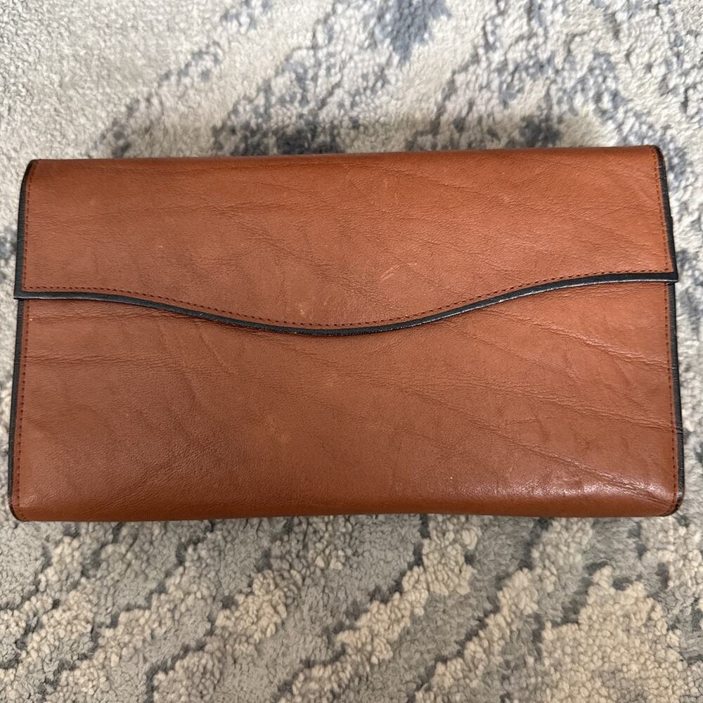 Vtg Buxton Wallet Money Cards Brown Top Grain Cowhide Leather Checkbook